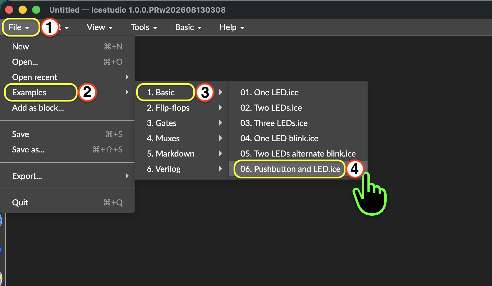 Open Switch & LED Example